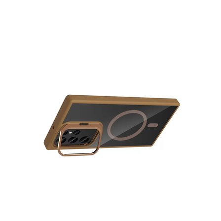 Joko Samsung Galaxy S24 Ultra Remim Lensli Magsafe Standlı Kapak - Kahverengi