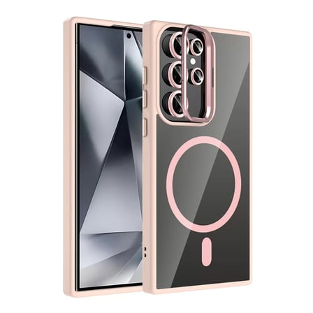 Joko Samsung Galaxy S24 Ultra Remim Lensli Magsafe Standlı Kapak - Pembe