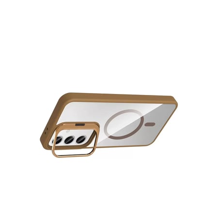 Joko Samsung Galaxy S24 Fe Remim Lensli Magsafe Standlı Kapak - Kahverengi