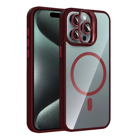 Joko  İphone 14 Pro Max Remim Lensli Magsafe Standlı Kapak - Bordo