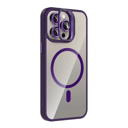 Joko  İphone 15 Pro Max Remim Lensli Magsafe Standlı Kapak - Derin Mor
