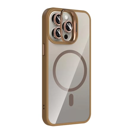 Joko  İphone 15 Pro Max Remim Lensli Magsafe Standlı Kapak - Kahverengi