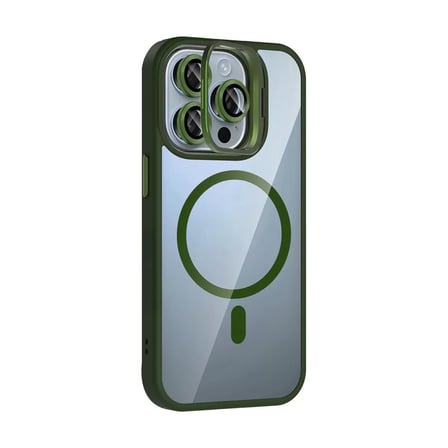 Joko  İphone 15 Pro Max Remim Lensli Magsafe Standlı Kapak - Koyu Yeşil