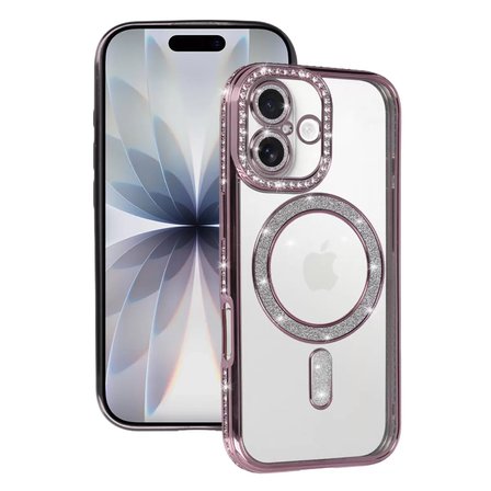 İphone 17 Joke Simli Magneticsafe Kılıf - Pembe