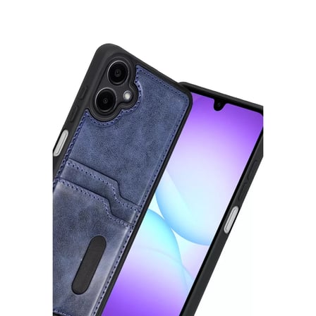 Samsung Galaxy A07 4g Sara Kartvizitli Deri Kılıf - Lacivert