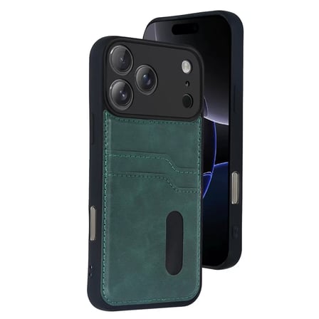 İphone 17 Pro Max Sara Kartvizitli Deri Kılıf - Yeşil