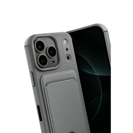 İphone 17 Pro Max Kelvin Kartvizitli Silikon - Gri