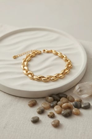 Gold Renk Sarmal Damla Model Kadın Bileklik TJ-BB8891