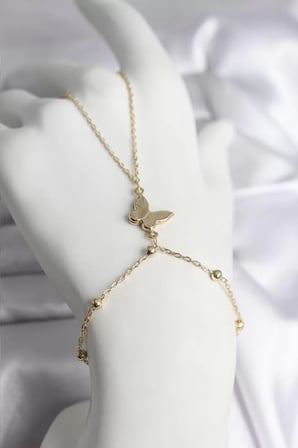 316L Çelik Gold Renk Kelebek Model Kadın Şahmeran - TJ-SN740