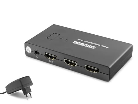 Hdmi Usb Kvm Switch 2 Port Hdmi 4 Port Usb Dahili Kablolu - Siyah HDX1373