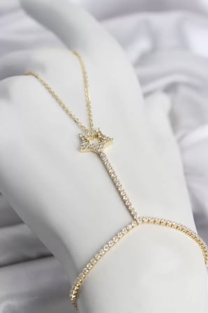 Gold Renk Pirinç Zirkon Taşlı Yıldız Model Şahmeran TJ-SN775