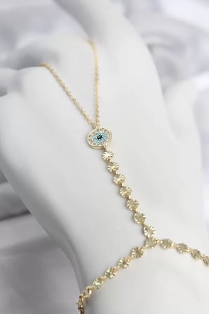 Gold Renk Pirinç Zirkon Taşlı Nazar Model Şahmeran TJ-SN773