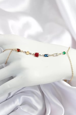 Pirinç Renkli Zirkon Taşlı Y Model Gold Renk Kadın Şahmeran - TJ-SN684