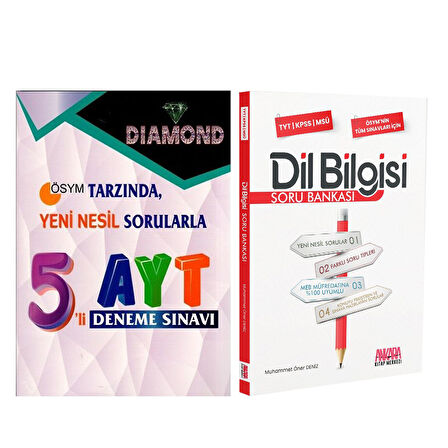 Gür Yayınları AYT DIAMOND 5 li Deneme ve AKM Dil Bilgisi Soru Bankası Seti 2 Kitap