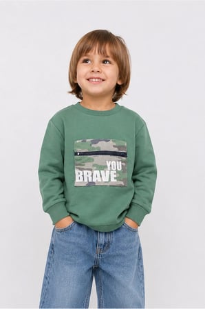 Erkek Çocuk Kamuflaj Desenli Uzun Kol Sweatshirt