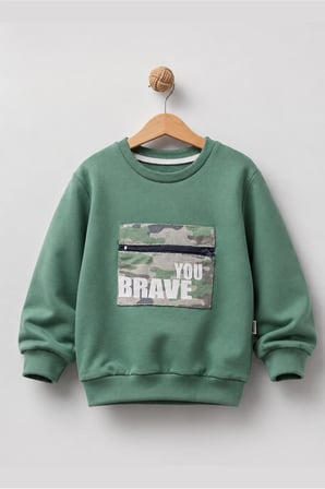 Erkek Çocuk Kamuflaj Desenli Uzun Kol Sweatshirt