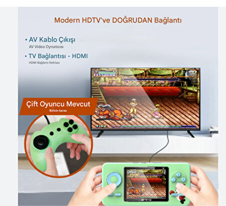 Mini Oyun Makinesi  Çocuklar İçin Büyüleyici LCD Ekran, Tek/Çift Oynatıcı Yeşil