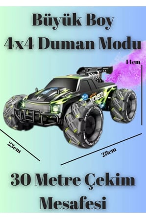 2.4Ghz 4X4YanYan Giden Buharlı MotorSesli 360Dönen 1300Mah Işıklı Müzikli Uzaktan Kumandalı Araba