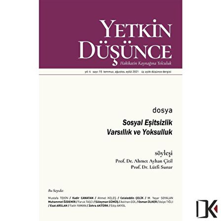 Yetkin Düşünce 15.Sayı Temmuz-Eylül 2021