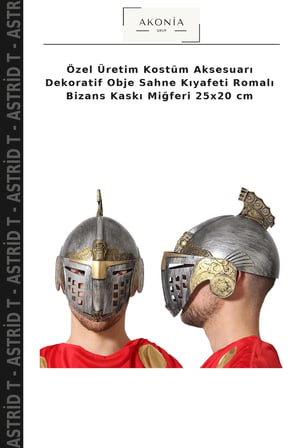 Özel Üretim Kostüm Aksesuarı Dekoratif Obje Sahne Kıyafeti Romalı Bizans Kaskı Miğferi 25x20 cm