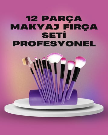12 Parça Yumuşak Kıllı Makyaj Fırçası Seti Yüz ve Göz Makyajına Uygun Prof
