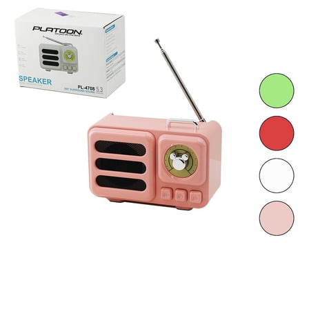 Wireless Hoparlör - Speaker - Radyo Işıklı Usb Şarjlı Renkli Kasa - Bronz Çerçeve Usb - Dc 5V - Tf