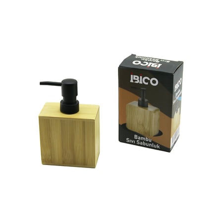 Dikdörtgen Ahşap Bambu Sıvı Sabunluk Siyah Plastik Pompa 5.8 X 9.9CM - Y: 10CM