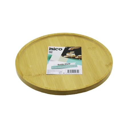 YUVARLAK=24.5CM AYAKLI=4CM Kenarlı Yüzey Ahşap Bambu Sunum Tepsisi - Mini Sofra