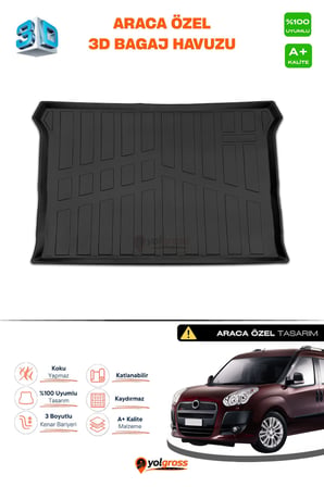 Fiat Doblo Geniş Aile 3D Pro Bagaj Havuzu 2010-2022 A+ Kalite