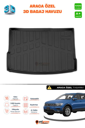 VW Tiguan 3D Pro Bagaj Havuzu 2016-2023 A+ Kalite