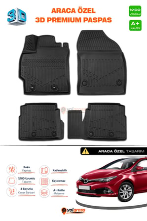 Toyota Auris 3D Pro Havuzlu Paspas 2013-2020 A+ Kalite