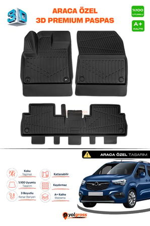 Opel Combo E 3D Pro Havuzlu Paspas 2018 Üzeri A+ Kalite
