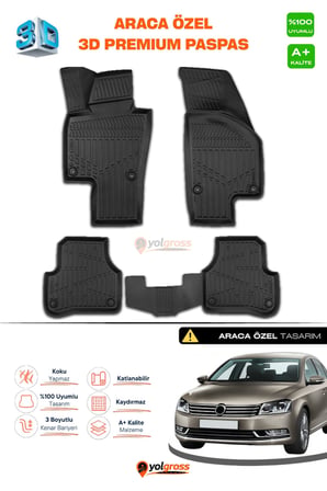 VW Passat B7 3D Pro Havuzlu Paspas 2010-2014 A+ Kalite