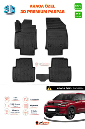 Citroen C3 Aircross 3D Pro Havuzlu Paspas 2017-2024 A+ Kalite