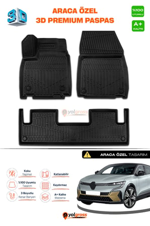 Renault Megane E-Tech 3D Pro Havuzlu Paspas 2022 Üzeri A+ Kalite