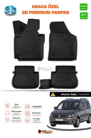 VW Caddy 3D Pro Havuzlu Paspas 2010-2015 A+ Kalite