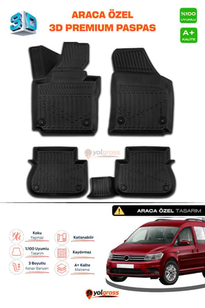 VW Caddy 3D Pro Havuzlu Paspas 2015-2020 A+ Kalite