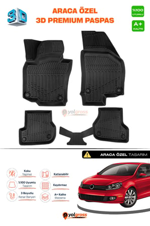 VW Golf 6 3D Pro Havuzlu Paspas 2008-2012 A+ Kalite