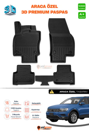 VW Tiguan 3D Pro Havuzlu Paspas 2016-2023 A+ Kalite