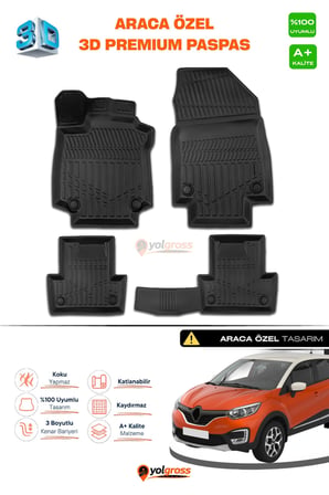 Renault Captur 3D Pro Havuzlu Paspas 2013-2019 A+ Kalite
