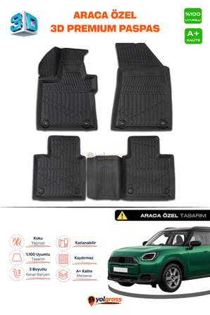 Mini Countryman U25 3D Pro Havuzlu Paspas 2024 Üzeri A+ Kalite