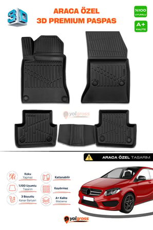Mercedes B Serisi W246 3D Pro Havuzlu Paspas 2011-2018 A+ Kalite