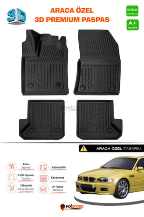 Bmw 3 Serisi E46 3D Pro Havuzlu Paspas 1997-2006 A+ Kalite
