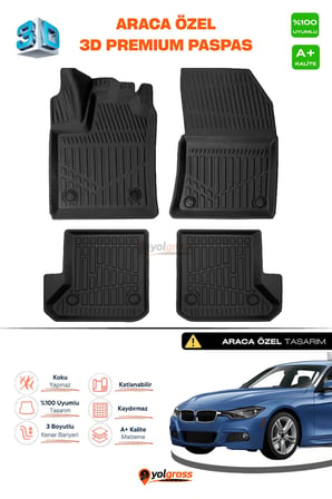 Bmw 3 Serisi F31 Station Wagon 3D Pro Havuzlu Paspas 2012-2019 A+ Kalite