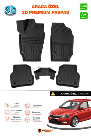 Skoda Fabia 3D Pro Havuzlu Paspas 2014-2020 A+ Kalite