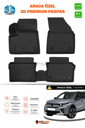 Citroen C3 Aircross Elektrikli 3D Pro Havuzlu Paspas 2025 Üzeri A+ Kalite