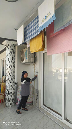 Yıldız asansörlü çamaşır kurutma askısı Gümüş renk 10 sıra 175 cm boyunda