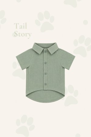 Kedi-Köpek Kıyafeti, Premium Keten Kumaş, Küçük Ve Orta Irklar İçin, Yeşil, Kuş Nakışlı Tasarım Kedi/Köpek Gömleği