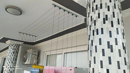 Yıldız Asansörlü çamaşır kurutma askısı Gümüş renk 6 sıra 125 cm boyunda