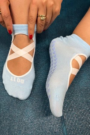 Unisex 5'li Çapraz Bantlı Kaymaz Tabanlı Babet Pilates Yoga Çorabı